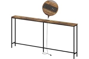 Lifewit 70.9" Narrow Long Console Sofa Table with 2 Power Outlets & USB Ports for Living Room, Industrial Entryway Table for 