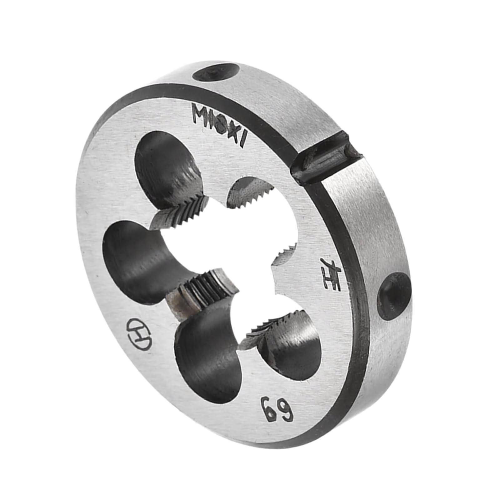 CoCud Round Thread Repair Die, M18x1 Die 45mm OD, Alloy Tool Steel Left Hand Cylindrical Pipe Threading Tool with 5 Chip Holes - (Applications: for Threading Repairing)