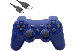 Eagolloar Wireless Controller for PS3, Dual Analog Bluetooth Rechargeable Game Controller for PS3 with Charging Cable,Dual Vibration -Blue