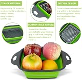AUAUY Collapsible Colander Set 2Pcs Square Silicone with Handles Gray Green view 4