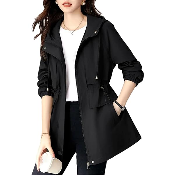 Amazon.com: Women's Spring Trench Coat Mid Long Loose Zipper
