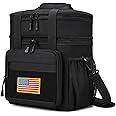 Tactical Lunch Box for Men, Expandable Insulated Lunch Bag, Heavy Duty Lunchbox with Shoulder Strap, Leakproof Cooler Bag for Work Outdoor Picnic Trips, 20 Cans/15L, Black