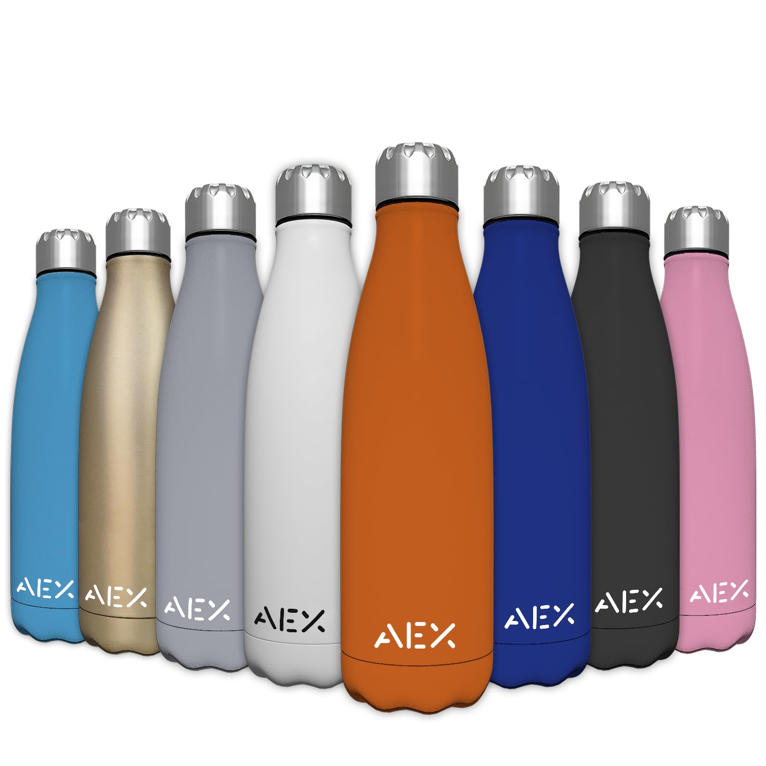 AEX Insulated Double Wall Vacuum Stainless Steel Flask | Leak Proof Hot & Cold Sports Flask | Reusable Matt Orange 500ml