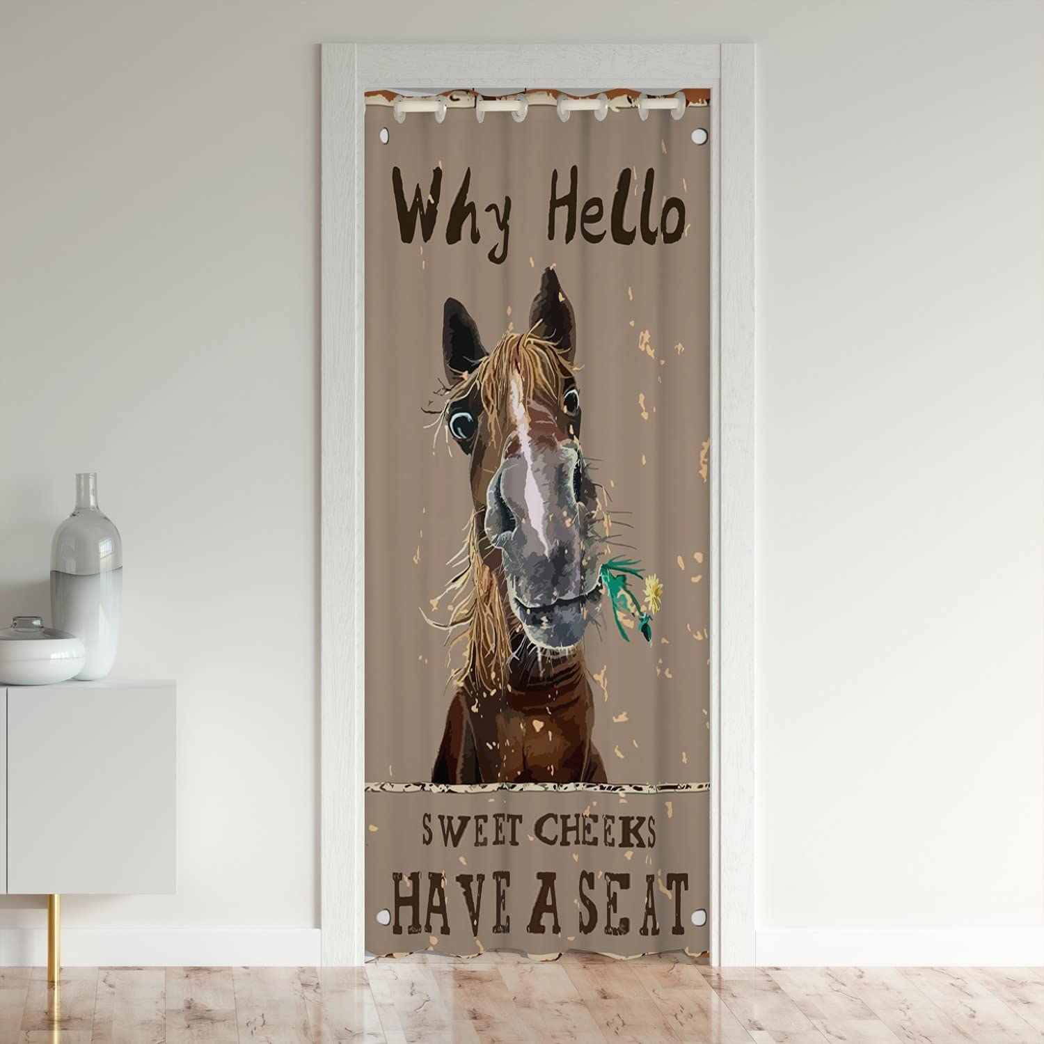 Loussiesd Horse Door Curtain for Doorway Privacy Funny Farmhouse Animal Closet Door Cover Curtain for Bedroom Living Room Insulated Thermal Curtain Room Divider Curtain Cover 150x203cm 1 Panel