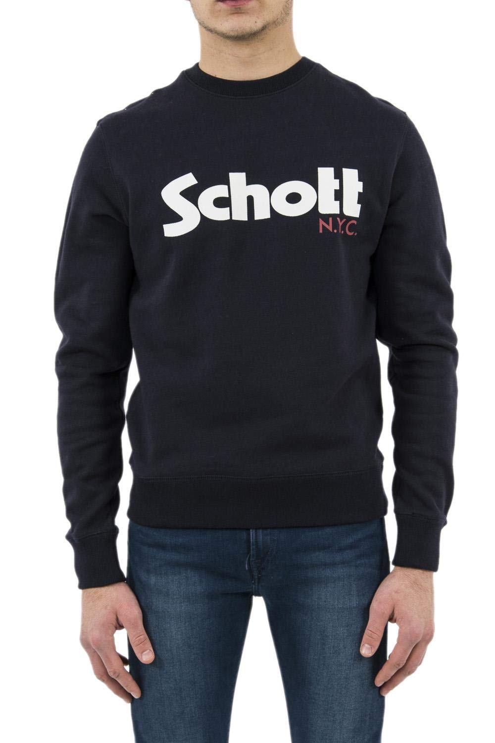 Schott NYC Men's Swcrew Sweatshirt, Navy, X-Large