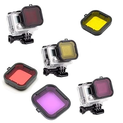 Kate & Yur 3 Pack Dive Filter for Hero 3 + Hero 4 (للحقيبة تحت الماء الحجم: 36x33.5 (مم)) - مرشح أحمر, فلتر أصفر وفلتر أرجواني - تعزيز الألوان لمختلف مقاطع الفيديو والتصوير الفوتوغرافي تحت الماء