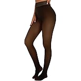 Lecieldusoir Fleece Lined Tights Sheer Women Thermal Tights Fake Faux Translucent Warm Pantyhose Leggings S-XXL
