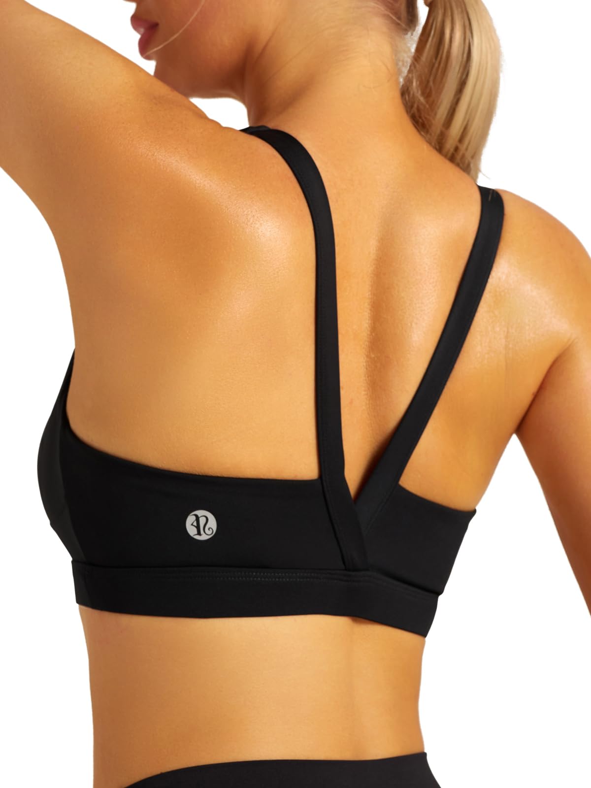 Photo 1 of RUNNING GIRL Sports Bras for Women, Medium Support Molded Cup Sports Bras with Sewn in Pads Strappy Workout Yoga Bra(3004 Jet Black M)