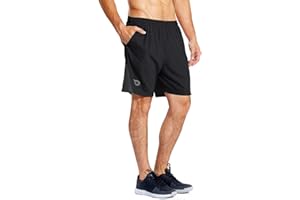 baleaf Men's 7" Running Shorts with Mesh Liner Zipper Pocket for Athletic Workout Gym