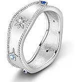 NARMO 925 Sterling Silver Women Rings Moon Star Ring Evil Eye Ring Colorful Cubic Zirconia Ring Stackable Vintage Rings Statement Rings for Women Size 6-9