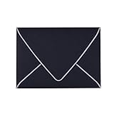 50 Pack, A7 Black Envelopes With Silver