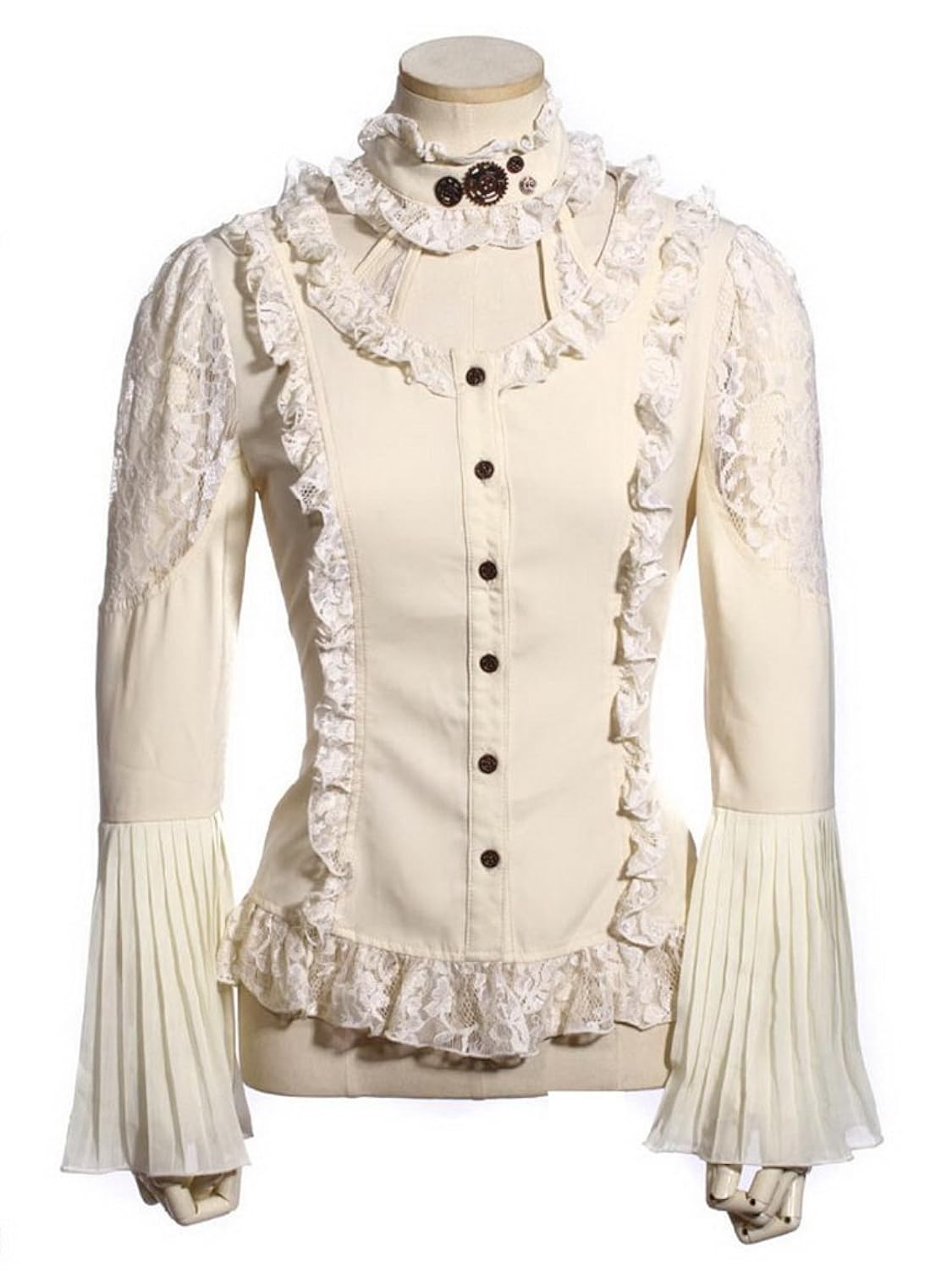 Steampunk Gears Lace Victorian Blouse