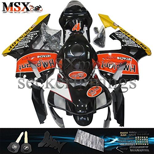 MSXmoto Fairing Kits Fit for Honda CBR600RR 2003 2004 F5 03 04 Motorcycle Fairing Kit Plastic ABS plastic Injection Molding Kit Complete Motorcycle Fairing Bodywork Painted(Orange&Black)