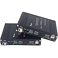 1080P HDMI KVM Fiber Extender Video Resolution Up to 2K@60Hz HDMI to Fiber Converter Transmission Distance Up to 20km 4.25Gbps Support USB Mouse Keyboard RS232 GPIO Signal Bidirectional Stereo Audio