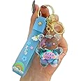 WIMETI Kawaii Keychain Bear Liquid Floating Quicksand Cute Keychains Bag Charm Wristlet Bracelet Key Ring for Women Girl
