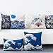 MR FANTASY Cotton Linen Cushion Cover Throw Pillow Case Japanese Style for Home Office 18X18in