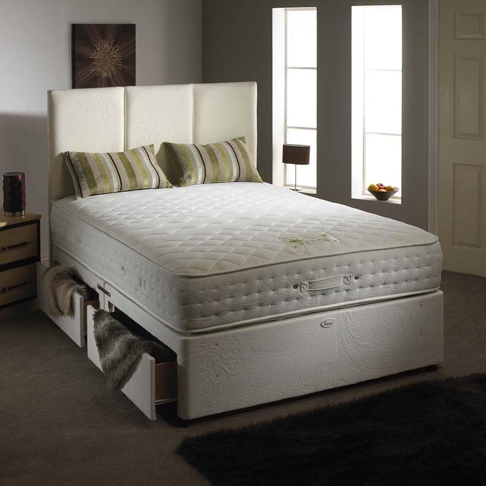 Happy Beds Natural Aloe Vera Divan Bed Set Memory Foam Pocket Sprung