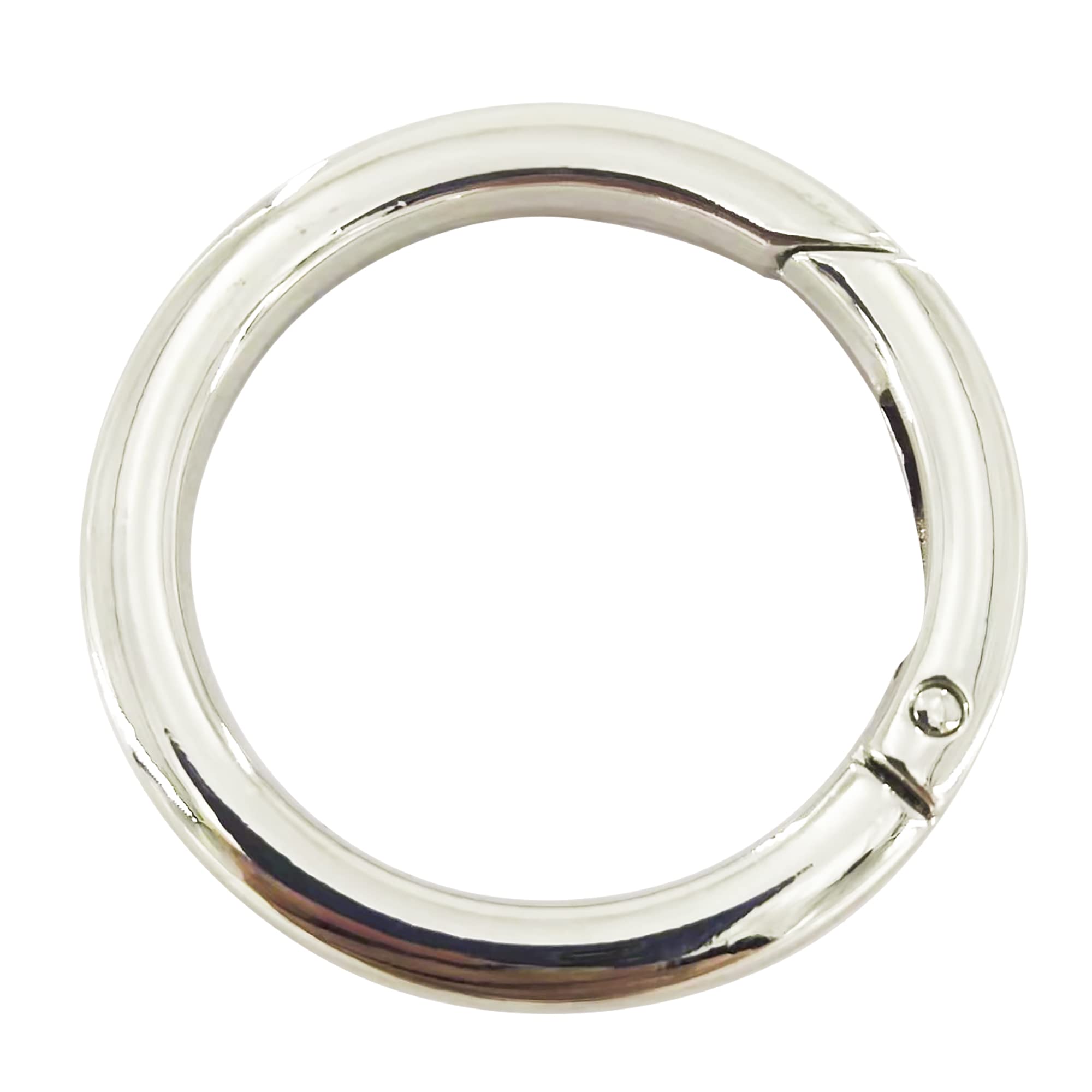 Spring O Ring,Round Carabiner Snap Clip Trigger Spring Keyring Buckle,1 1/2 inch O Ring for Bags,Purses 6pcs (Silver) ET698
