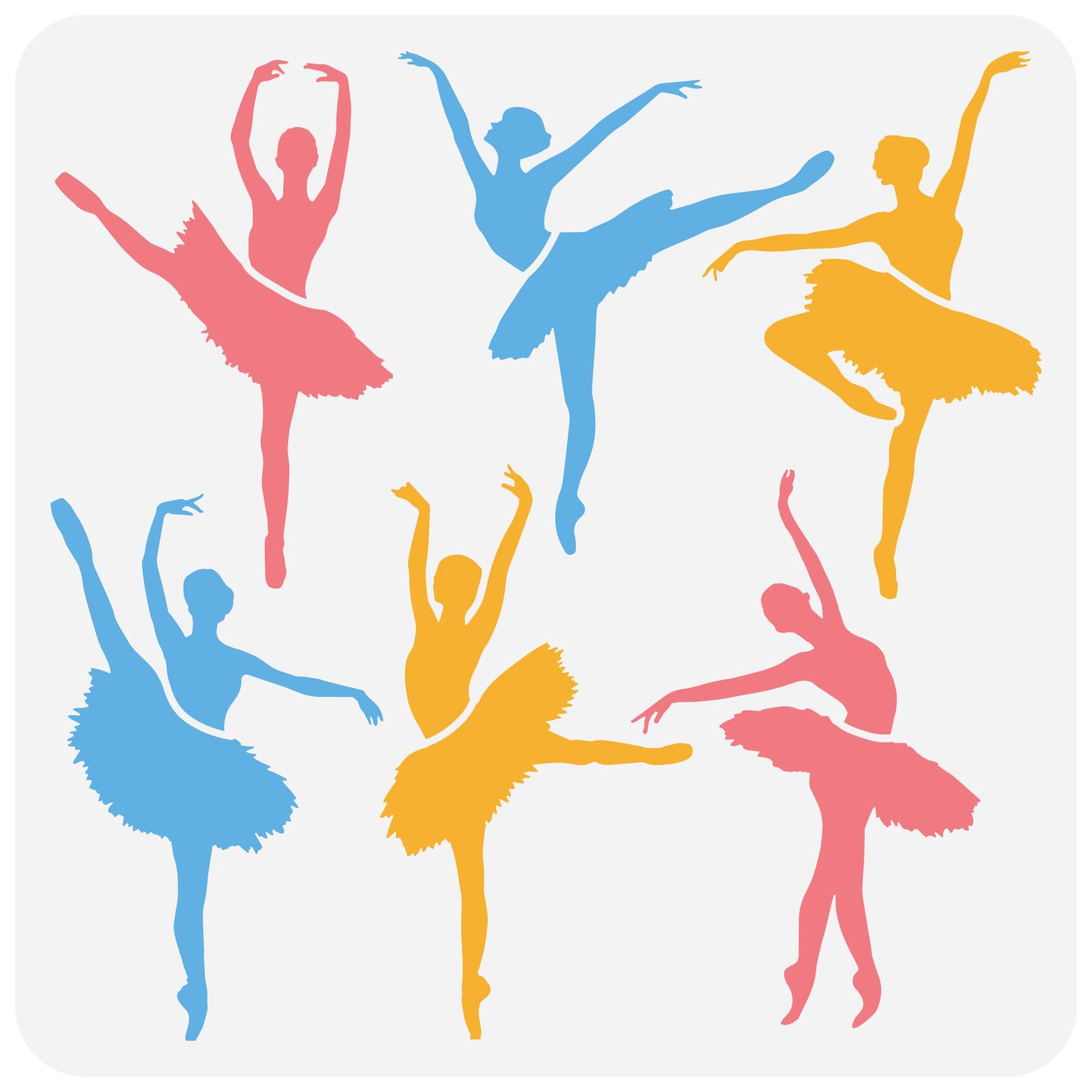 FINGERINSPIRE Ballerinas Stencil 30x30cm Dance Ballerina Silhouette Painting Stencil Plastic 5 Styles Ballet Dancer Patterns Stencil Reusable DIY Art and Craft Stencil for Wood Sign Home Decor