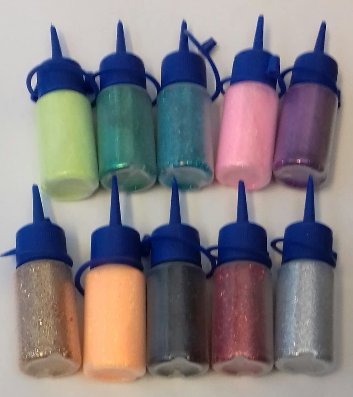 10 x different glitter colours puffer bottles (15 grams) for glitter tattoos red white silver gold purple bronze yellow purple fundraising for tattoos SALE