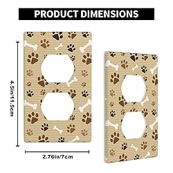 Pznen Paw Print Brown Wall Plate Cover Dog Bone and