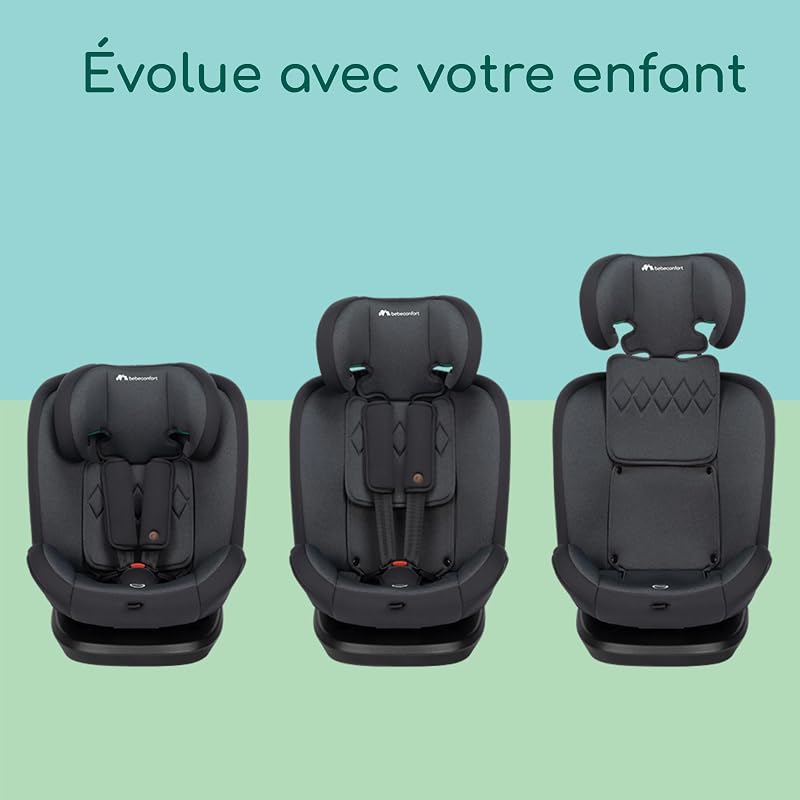 EverFix i-Size Siège auto, Siège auto face à la route, Siège auto ISOFIX, de 15 mois jusqu'à 12 ans, 9-36 kg, 76-150 cm, Tinted Black