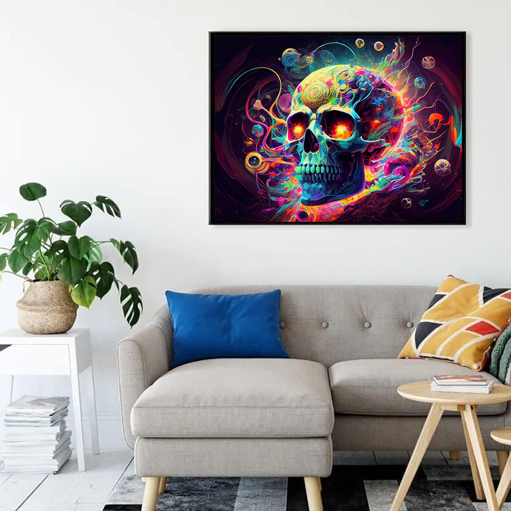 igoodom Skull Diamond Painting Art Kit for Adults Sugar Skull Diamond Art Painting for Beginners Full Drill Round Gem Art Painting for Crafts Home Wall Decor Gift 16x12inch