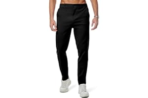 JMIERR Men's Chino Pants Casual Elastic Waist Tapered Golf Trousers