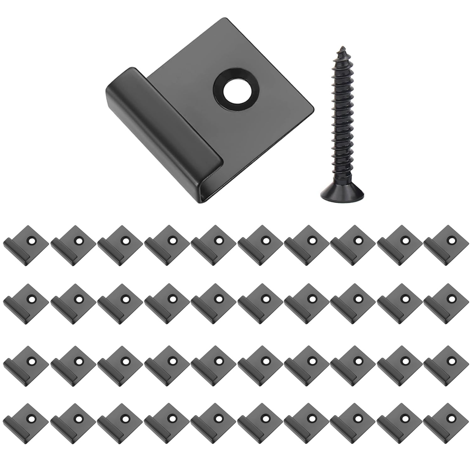 84 Pcs Composite Decking Clips with Screws Kit,Decking Fixings Starter Clips Metal,Decking Hidden End Clips Black Sets (8mm)