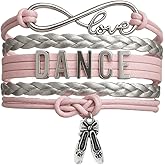 Dance Bracelet for Dancers, Adjustable Infinity Love Dance Charm Bracelet with Ballet Shoe Pendant, Pink and Silver Dance Jewelry, Recital Gift for Dancers, Teams and Coaches