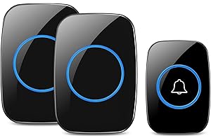 Lostrain Doorbell, Wireless Door Bell Waterproof with 1000ft/300m Operating Range, 60 Chimes, 5 Volume Levels, 2 Plug-in Rece