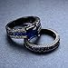 JunXin Two Pieces Black Gold Bridal Wedding Set Princess Cut Sapphire Blue Main Stone Size5-11