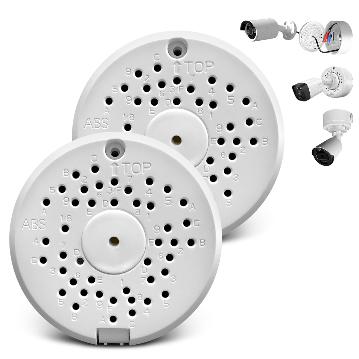 Photo 1 of (ABS New) Security Camera Junction Box,Security Camera Bracket Outdoor,Plastic Waterproof Security Camera Mount Hide Cable Junction Box for Arlo Solar Panel Flip Cover Cable Cover