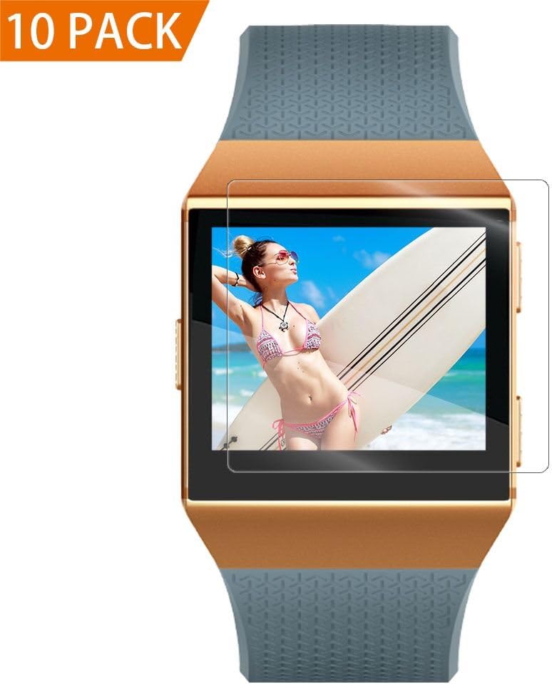 Epuly for Fitbit Ionic Screen Protector 10 Pack, for Fitbit Ionic Accessories [Case Friendly][Full Coverage][Bubble-Free][No Lifted Edges] HD Film Screen Protector for Fitbit Ionic Smart Watch