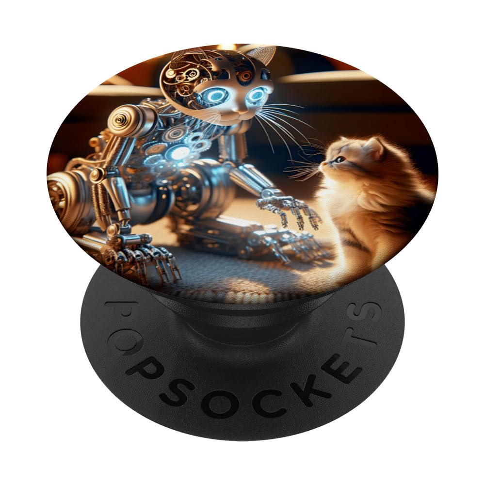 Fantasy Cute Cyborg Cat Kitten PopSockets Swappable PopGrip