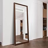 TheiaMo Full Length Mirror Wood Frame, 65x22in Floor Mirror Wall Full Body Mirror with Standing, Leaning Hanging for Bedroom,Living Room, Large Wooden Frame, Walnut