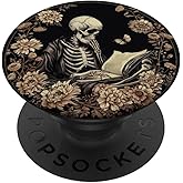 Book Lover Gothic Bookworm Reading Skull Bones Librarian PopSockets Adhesive PopGrip