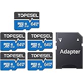 TOPESEL 64GB Micro SD Card 5 Pack Micro SDXC Memory Cards UHS-I High Speed Flash Memory for Camera/Phone/Dash Cam/Tablet/PC, 