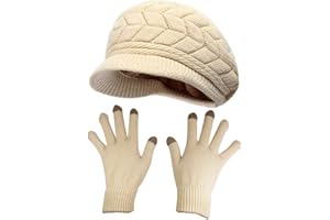 HINDAWI Winter Hats Gloves for Women Knit Warm Snow Ski Outdoor Caps Touch Screen Mittens