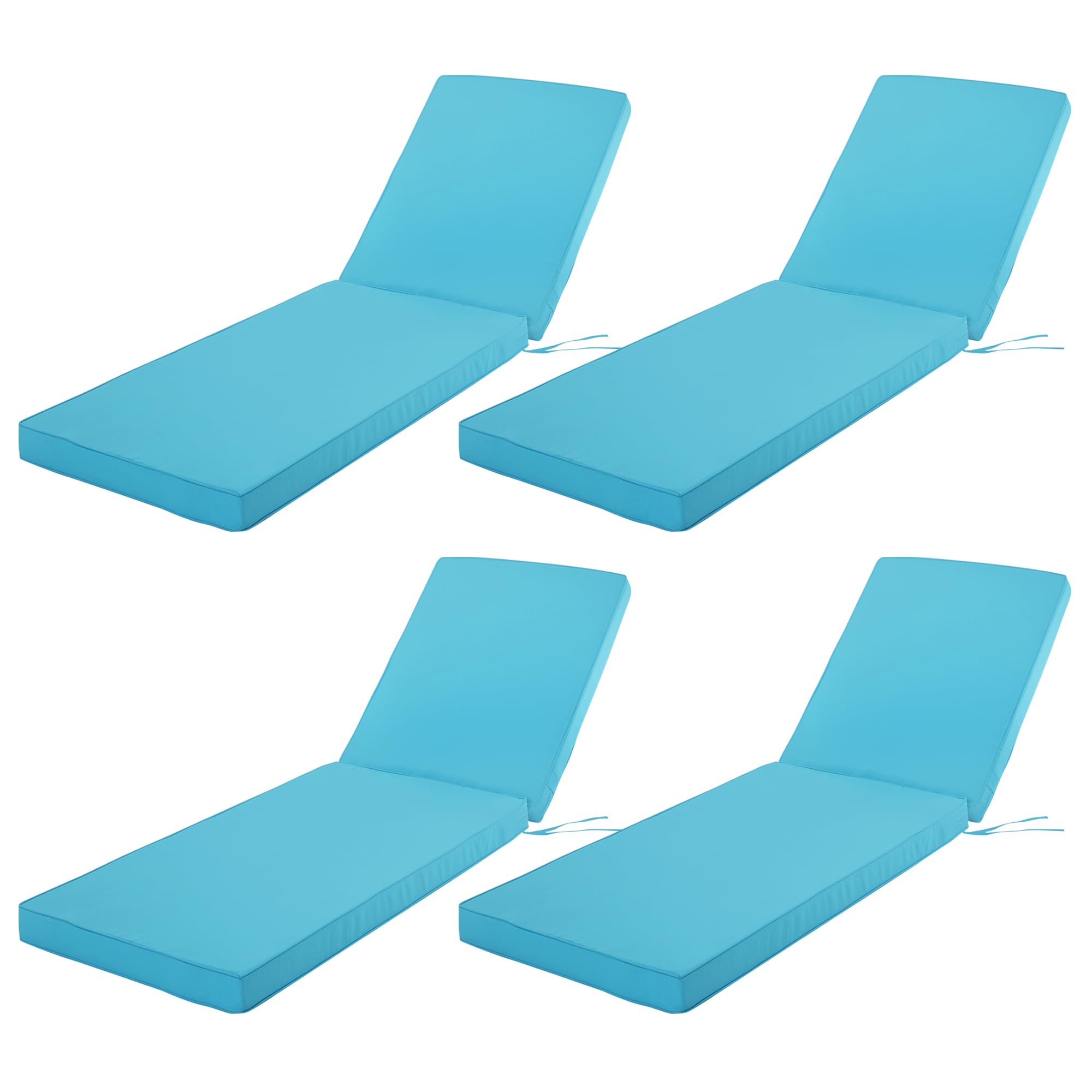 Photo 1 of Comcaver Chaise Lounge Cushion Outdoor, Waterproof and Stain-Resistant Lounge Deck Reclining Chair Cushions for Patio Furniture Lawn Pool Resort Hotel, 72x21x3 Inch, Set of 4, Teal