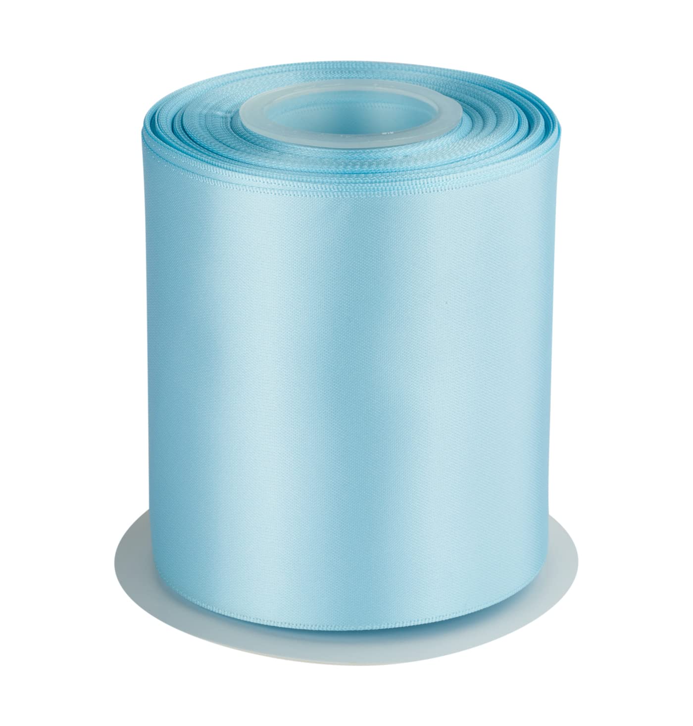 Double Faced Satin Ribbon, 100mm X 22M, Solid Polyester Craft Ribbon, Perfect for Gift Wrapping, Crafts, Wedding Party Ceremony Decoration, Floral Arrangement, Sewing (Lt. Blue)