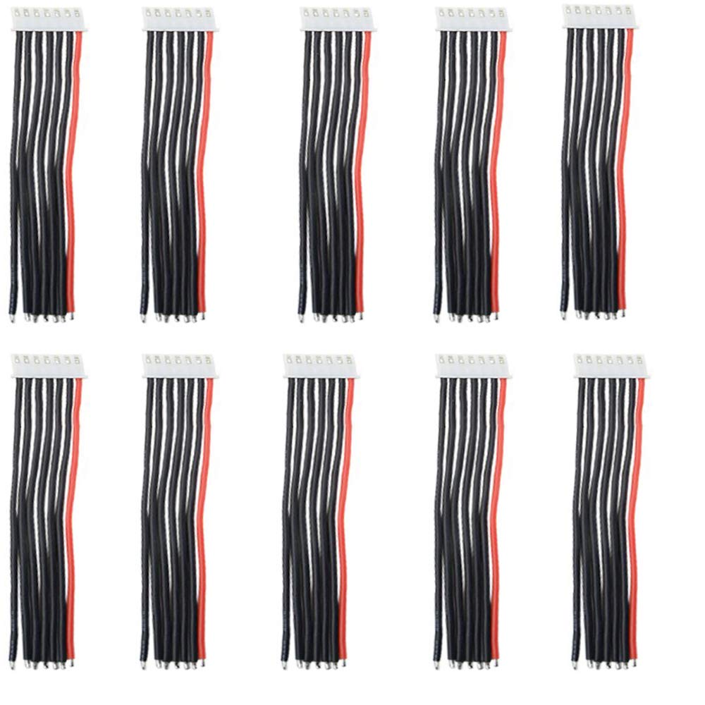 Yiqigou 10 PCS JST 2S 3S 4S 5S 6S Balance Extension Cable Lead Wire JST Connector Plug Lead Cable with 15cm 22AWG Silicone Cord (6S)