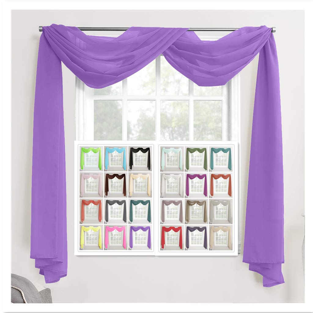 Megachest TAILORED VOILE WINDOW SCARF PELMET (lavender, 56"X118"X1 Panel)