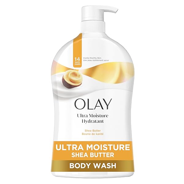 OLAY BODY WASH FOR WOMEN, ULTRA MOISTURE, 24HR MOISTURIZING, HYDRATING & REFRESHING, B3 VITAMIN COMPLEX, FREE OF PARABENS & PHTHALATES, FOR ALL SKIN TYPES, SHEA BUTTER SCENT, 33 FL OZ