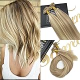 Sunny 18inch U Tip Hair Extensions Human Hair Dark Ash Blonde to Bleach Blonde Highlight Extensions U Tip Keratin Remy Hair Extensions 1g/1s 50G