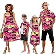 Family Matching Hawaiian Outfits, Dad and Son Beach Vacation Shirts Mommy Daughter Dress, 2T - X-Large
