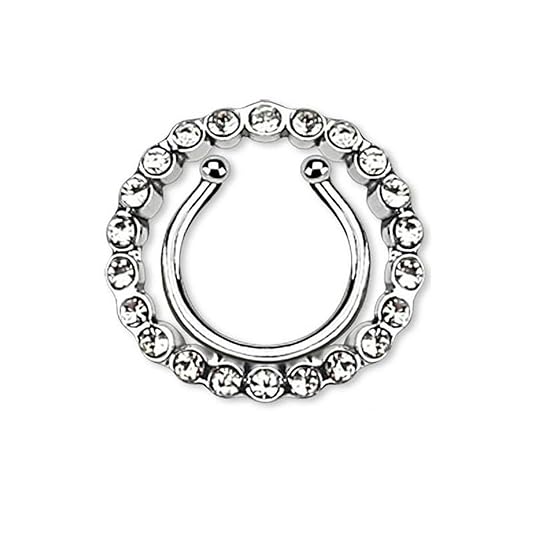 beyoutifulthings KRISTALL-RING FAKE Brustwarzen-piercing Intim-piercing Brust-piercing Nippel-piercing SILBER ZIRKONIA PINK A