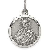 Diamond2Deal 925 Sterling Silver Sacred Heart of Jesus Medal Pendant (L- 31 mm W- 16 mm)
