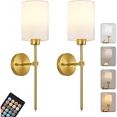 KARTOOSH Battery Operated Wall Sconce Set of Two, Dimmable 4CCT, RGB, Timer | Rechargeable Wireless Wall Decor Light, Remote 