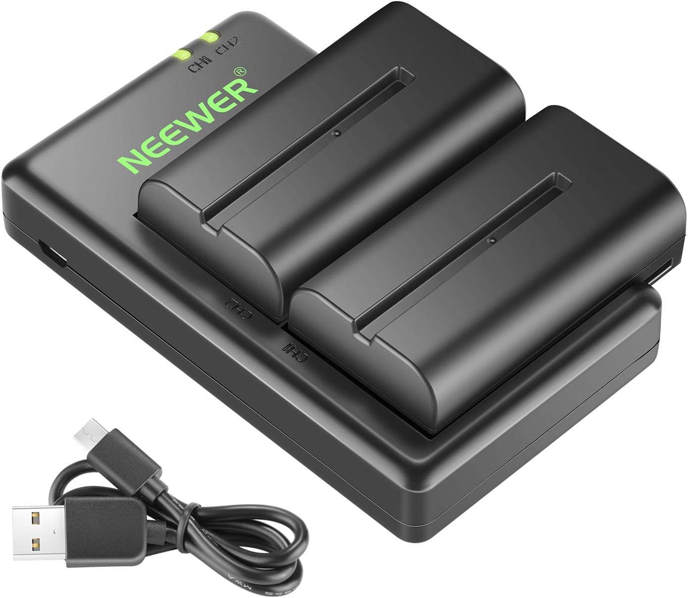 Neewer NP-F550 Battery Charger Set for Sony NP F970,F750,F960,F530,F570,CCD-SC55,TR516,TR716,and More (2-Pack Replacement Battery, Dual Slot Charger): Camera & Photo